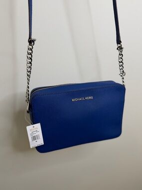 Michael Kors Crossbody Bag in Royal Blue with Silver Hardware